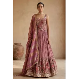 Beige Georgette Designer Gown