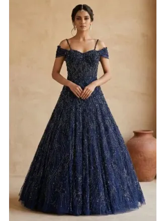 Yellow With Navy Blue Georgette Designer Straight Cut Suit