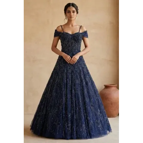  Blue Digital Net Designer Saree