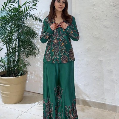 Heavy Faux Georgette Silk Top-Bottom And Dupatta Set Fully Stitched Ready To Wear