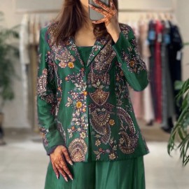 Heavy Faux Georgette Silk Top-Bottom And Dupatta Set Fully Stitched Ready To Wear