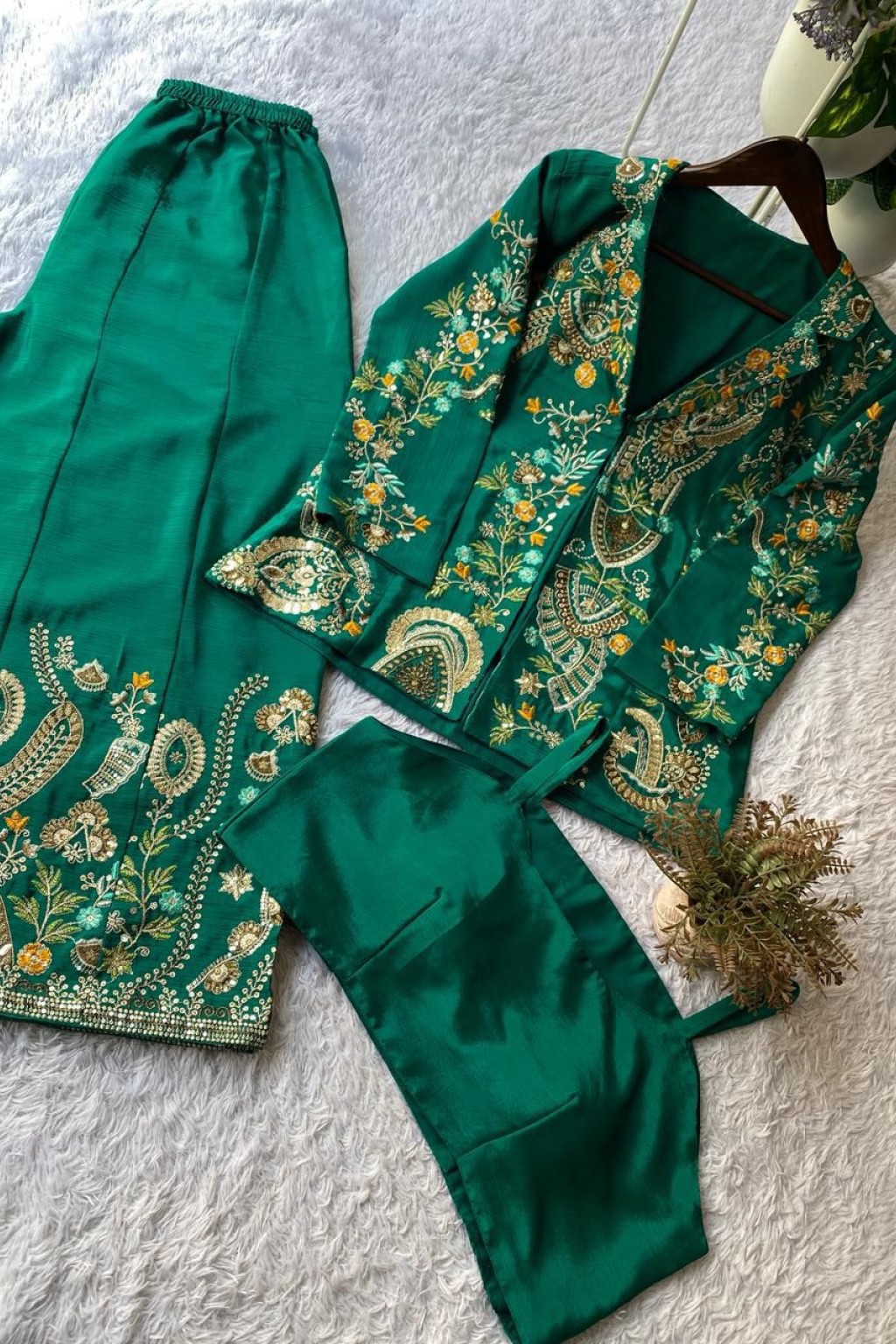 Heavy Faux Georgette Silk Top-Bottom And Dupatta Set Fully Stitched Ready To Wear