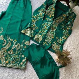 Heavy Faux Georgette Silk Top-Bottom And Dupatta Set Fully Stitched Ready To Wear