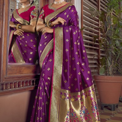 Purple & Golden Silk Saree