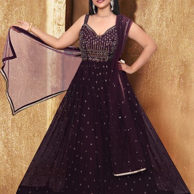 Exclusive  Wine Georgette Gown