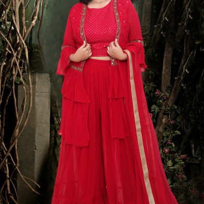 Exclusive Red  Georgette Sharara