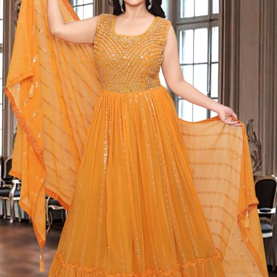 Golden Yellow Designer Gown