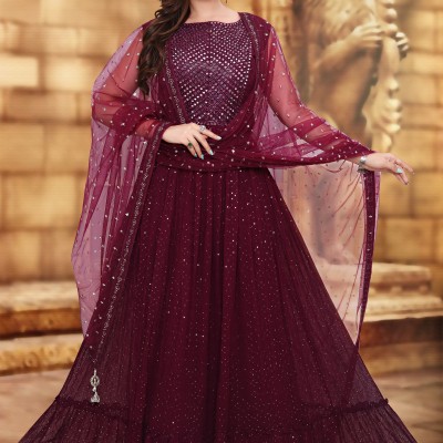 Exclusive Wine Color Gown