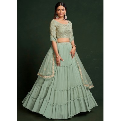  Yellow Faux Georgette Lehenga 