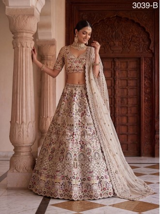 Cream Georgette Lehenga