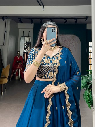 Blue Georgette Lehenga