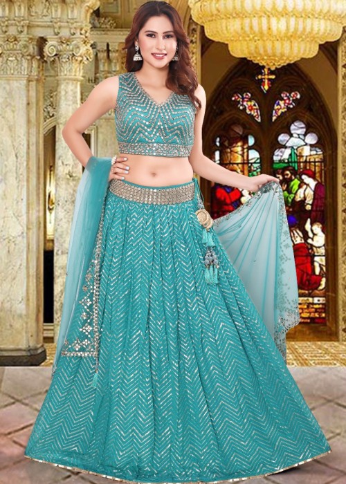 blue  foil and zari embroidery work