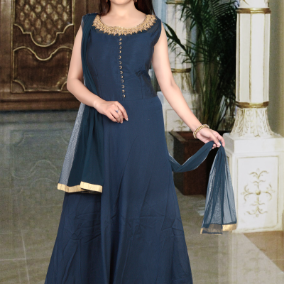 Blue Color Art Silk Designer Gown