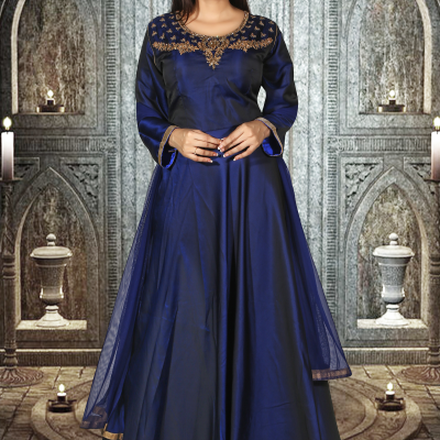 Designer Navy Blue Party Wear Gown