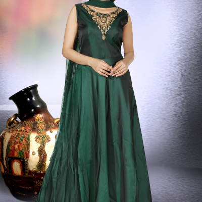 Designer Deep Green Color Party Wear Gown