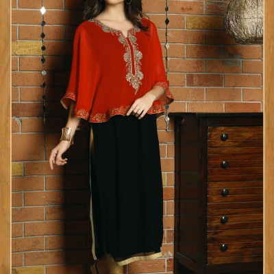 BLACK AND RED COLOR DESIGNER KURTI