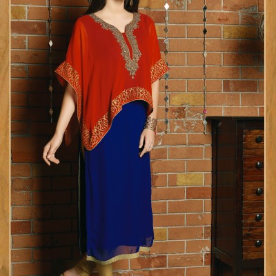 BLUE AND PINKISH RED COLOR DESIGNER KURTI