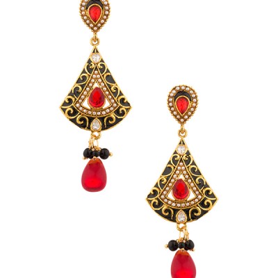 Black and red dangler earrings 